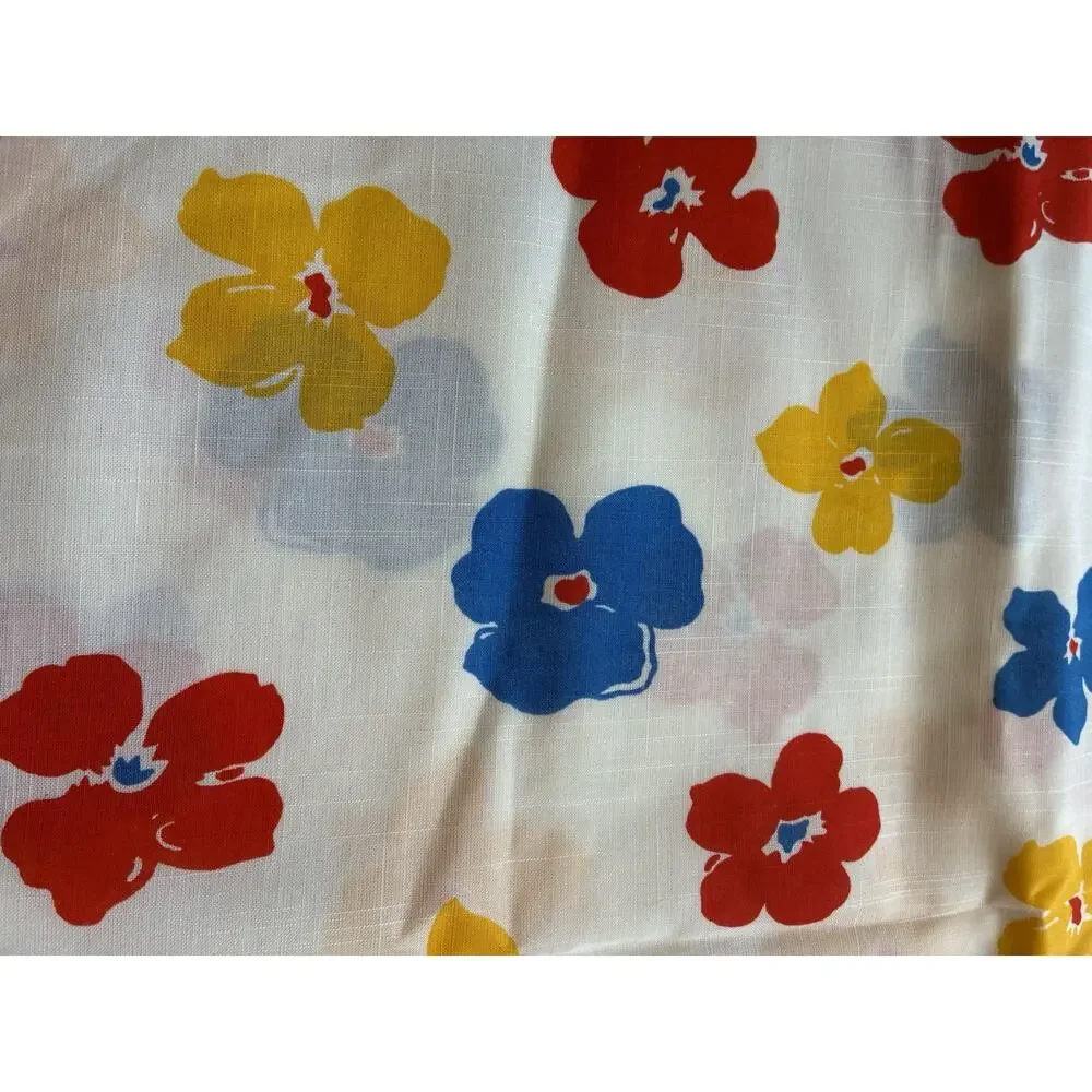 VTG 70s RETRO MOD FLOWER POWER RED BLUE YELLOW FLORAL FABRIC WAMSUTTA 2.5 Yards